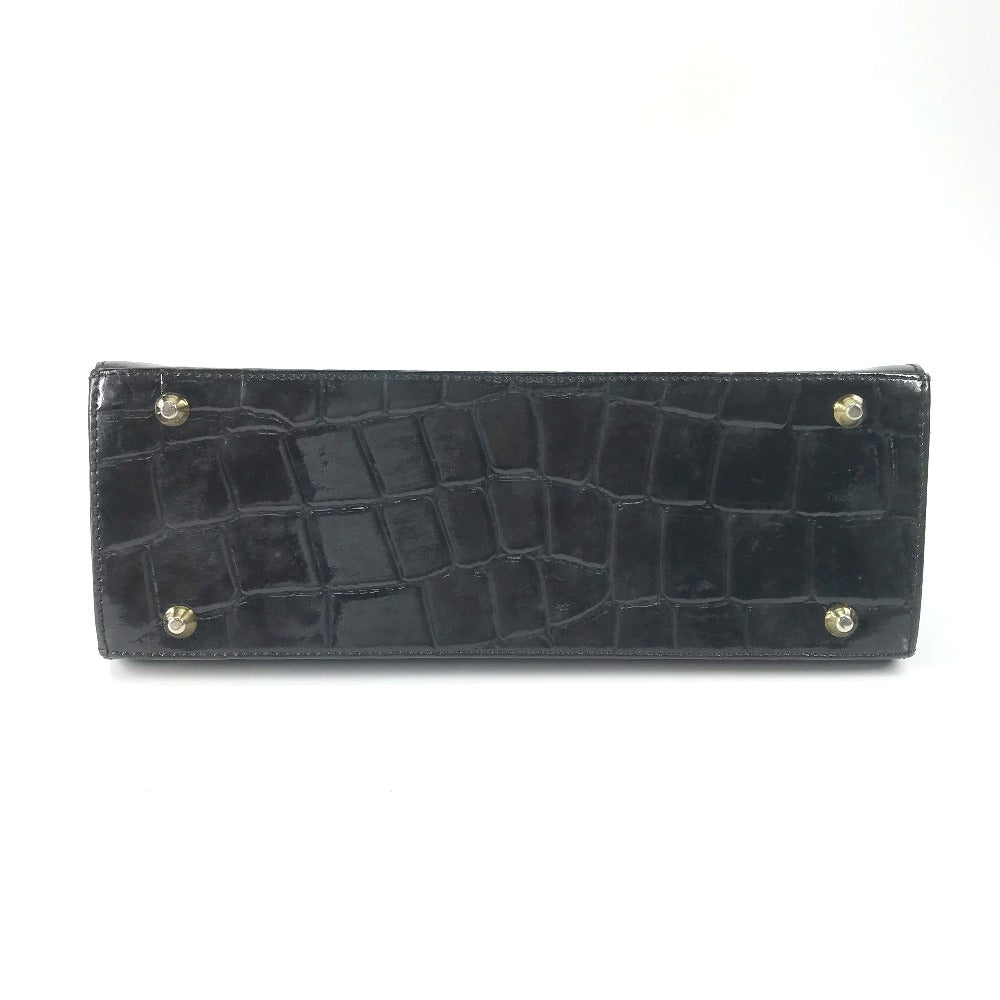 VERSACE Handbag leather black vintage embossed Medusa logo Women Used Authentic