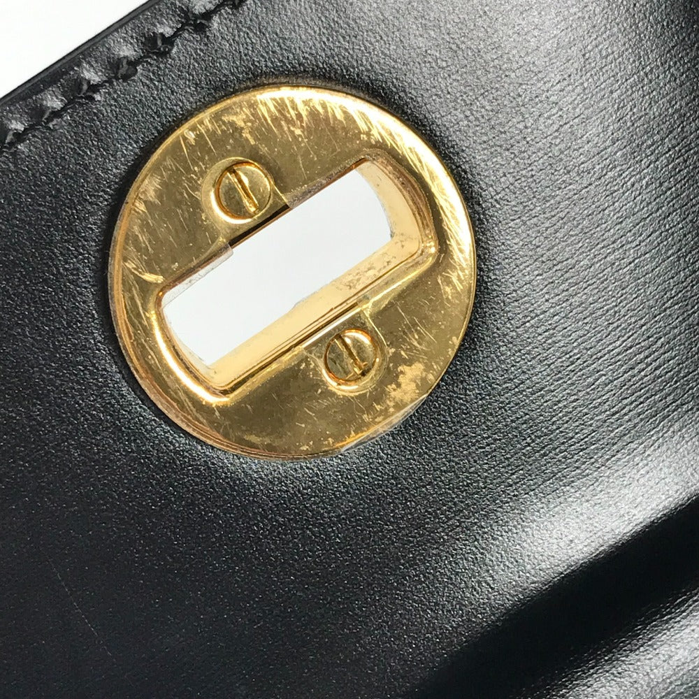 BVLGARI Handbag leather black logo 2WAY Women Used Authentic