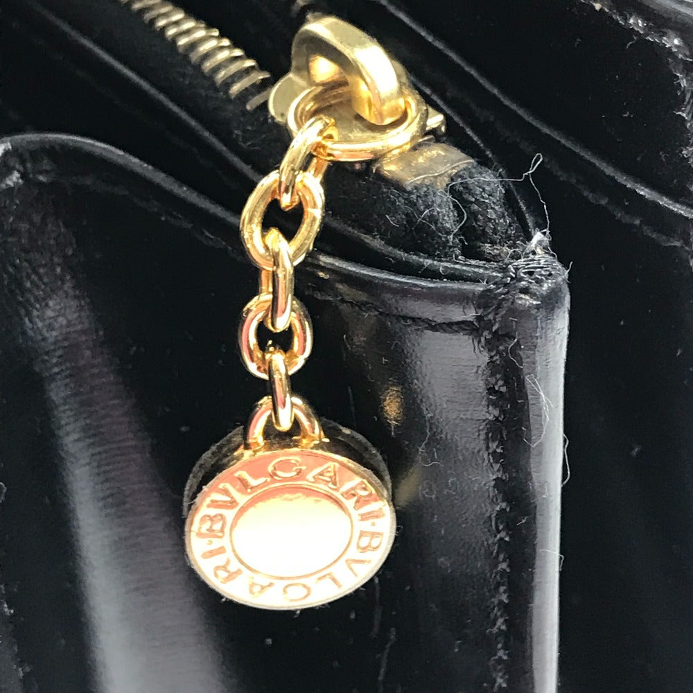 BVLGARI Handbag leather black logo 2WAY Women Used Authentic