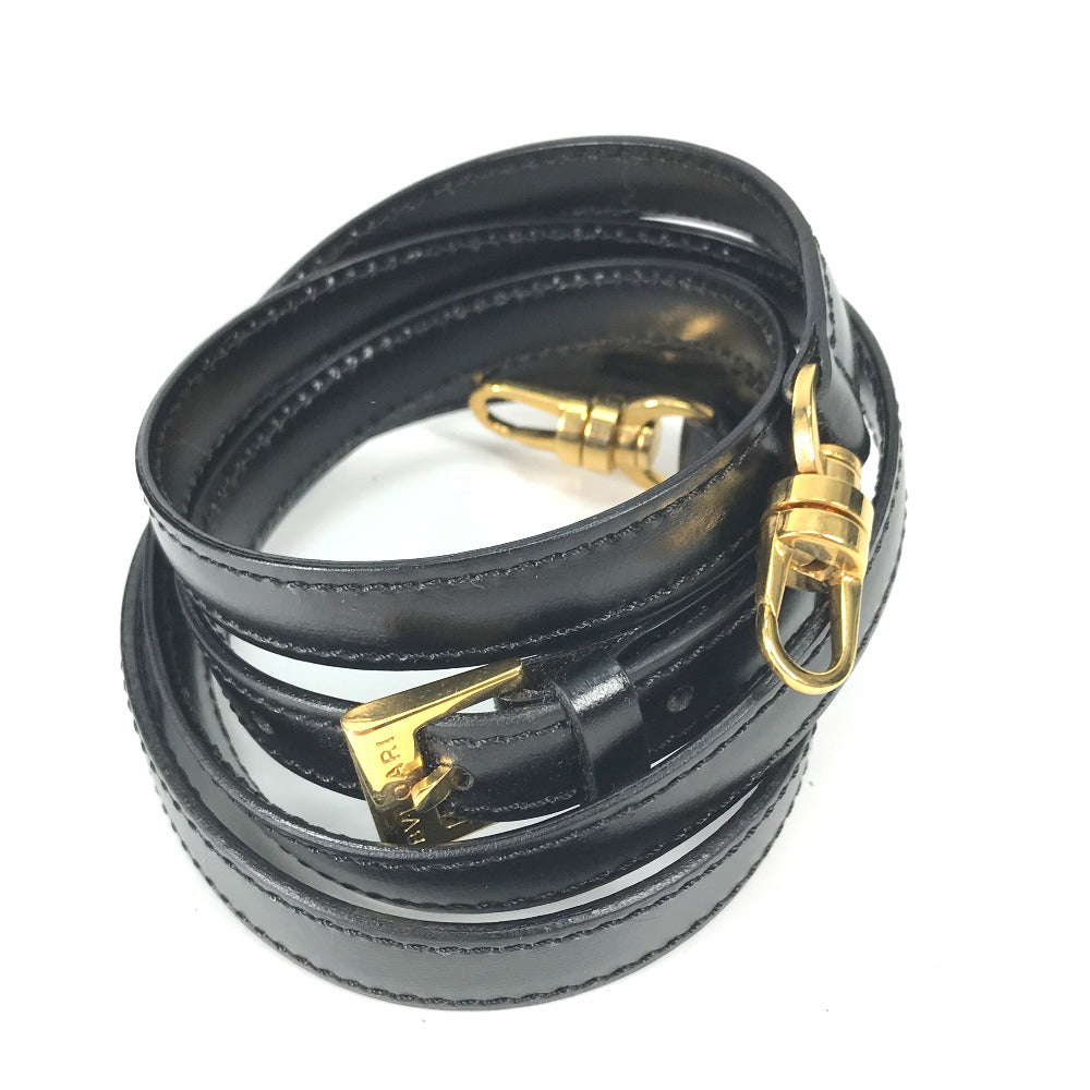 BVLGARI Handbag leather black logo 2WAY Women Used Authentic