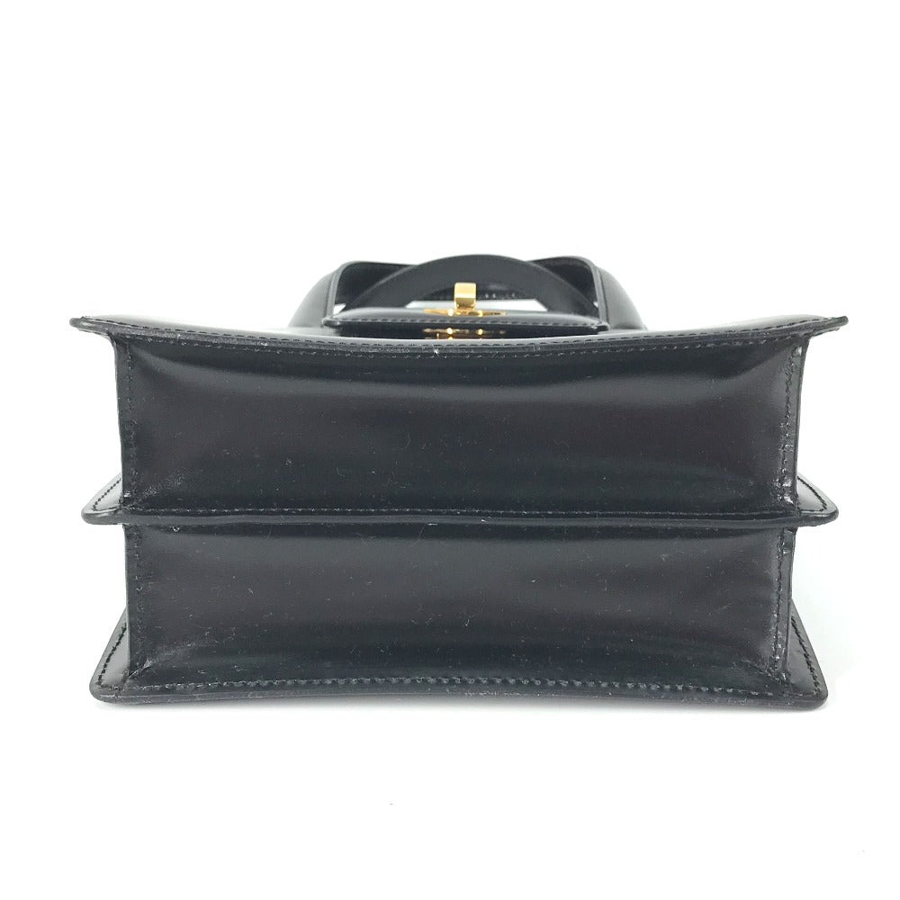BVLGARI Handbag leather black logo 2WAY Women Used Authentic