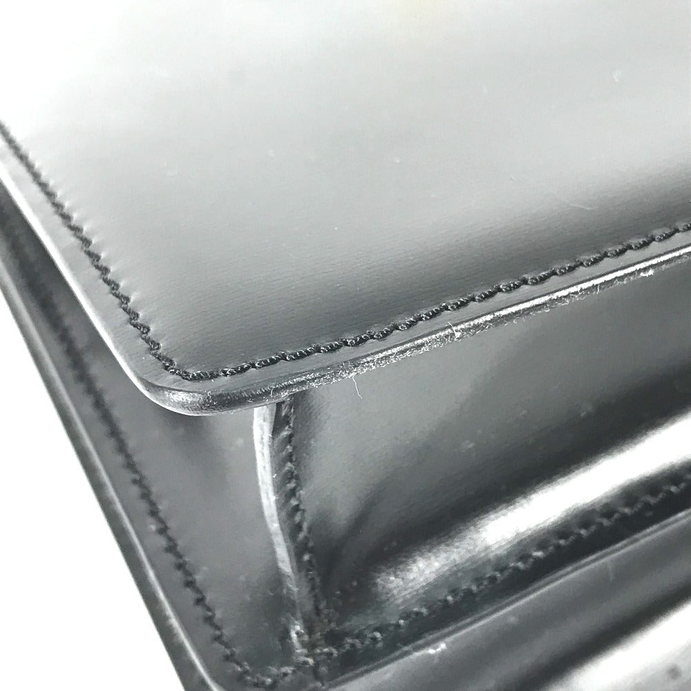 BVLGARI Handbag leather black logo 2WAY Women Used Authentic