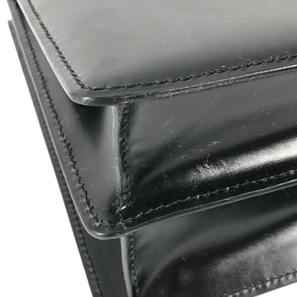 BVLGARI Handbag leather black logo 2WAY Women Used Authentic