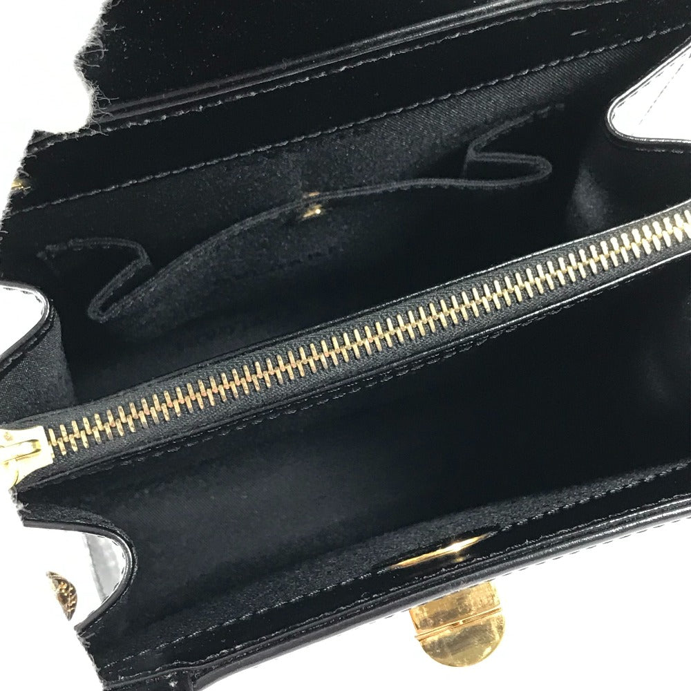 BVLGARI Handbag leather black logo 2WAY Women Used Authentic