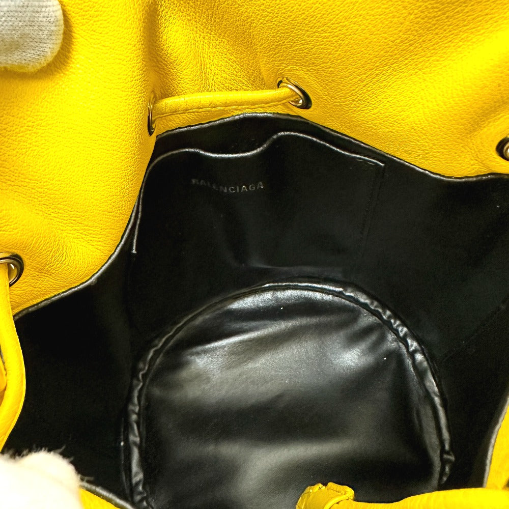 BALENCIAGA Shoulder Bag 638342 leather yellow Bucket bag EVERYDAY drawstring Women Used Authentic