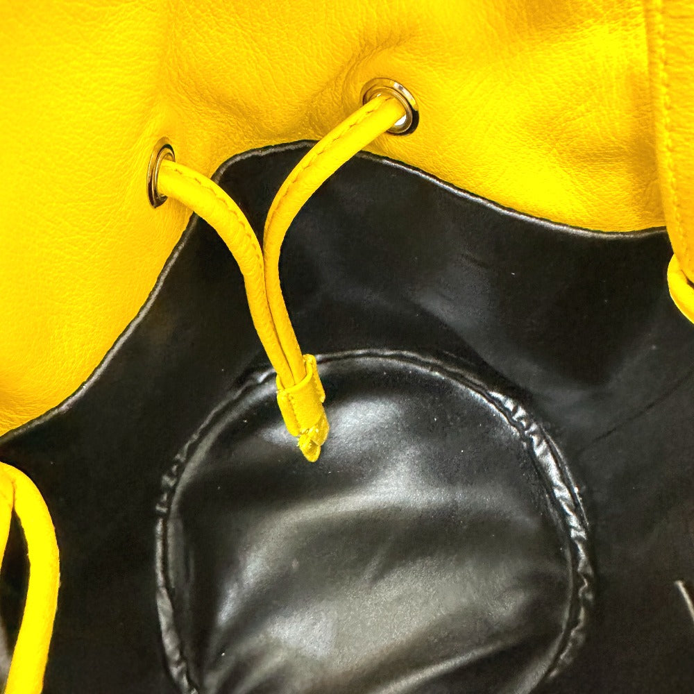 BALENCIAGA Shoulder Bag 638342 leather yellow Bucket bag EVERYDAY drawstring Women Used Authentic