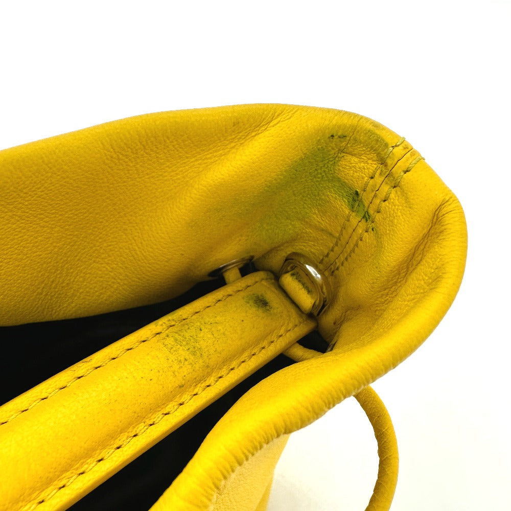 BALENCIAGA Shoulder Bag 638342 leather yellow Bucket bag EVERYDAY drawstring Women Used Authentic