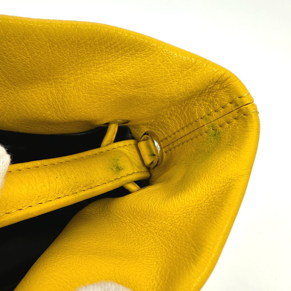 BALENCIAGA Shoulder Bag 638342 leather yellow Bucket bag EVERYDAY drawstring Women Used Authentic