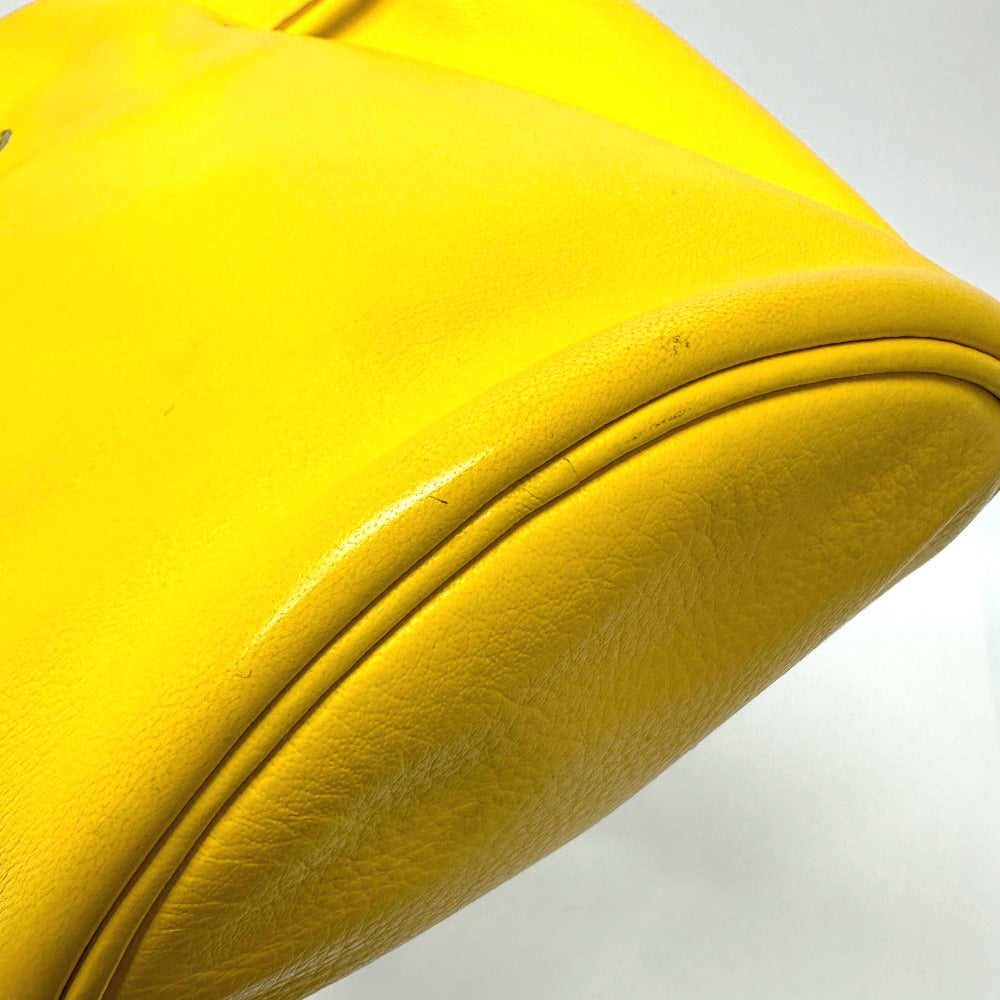 BALENCIAGA Shoulder Bag 638342 leather yellow Bucket bag EVERYDAY drawstring Women Used Authentic