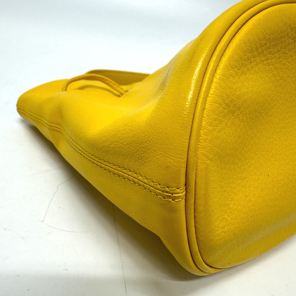 BALENCIAGA Shoulder Bag 638342 leather yellow Bucket bag EVERYDAY drawstring Women Used Authentic