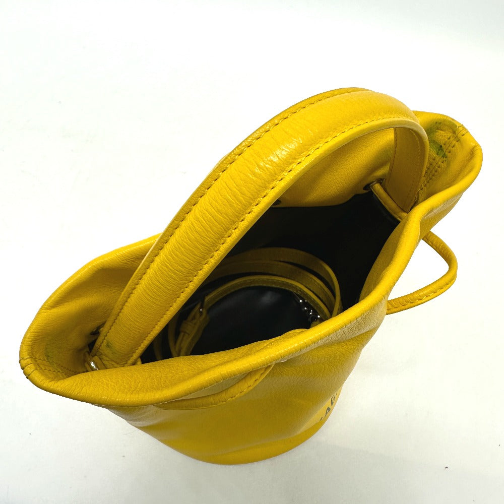 BALENCIAGA Shoulder Bag 638342 leather yellow Bucket bag EVERYDAY drawstring Women Used Authentic