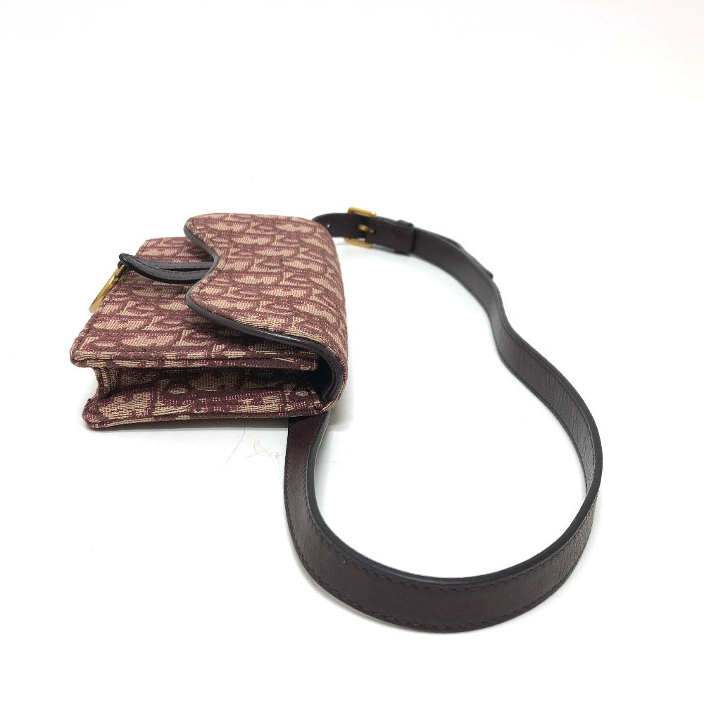 Christian Dior Sling bag Canvas leather Bordeaux Trotter SADDLE belt pouch Women Used Authentic
