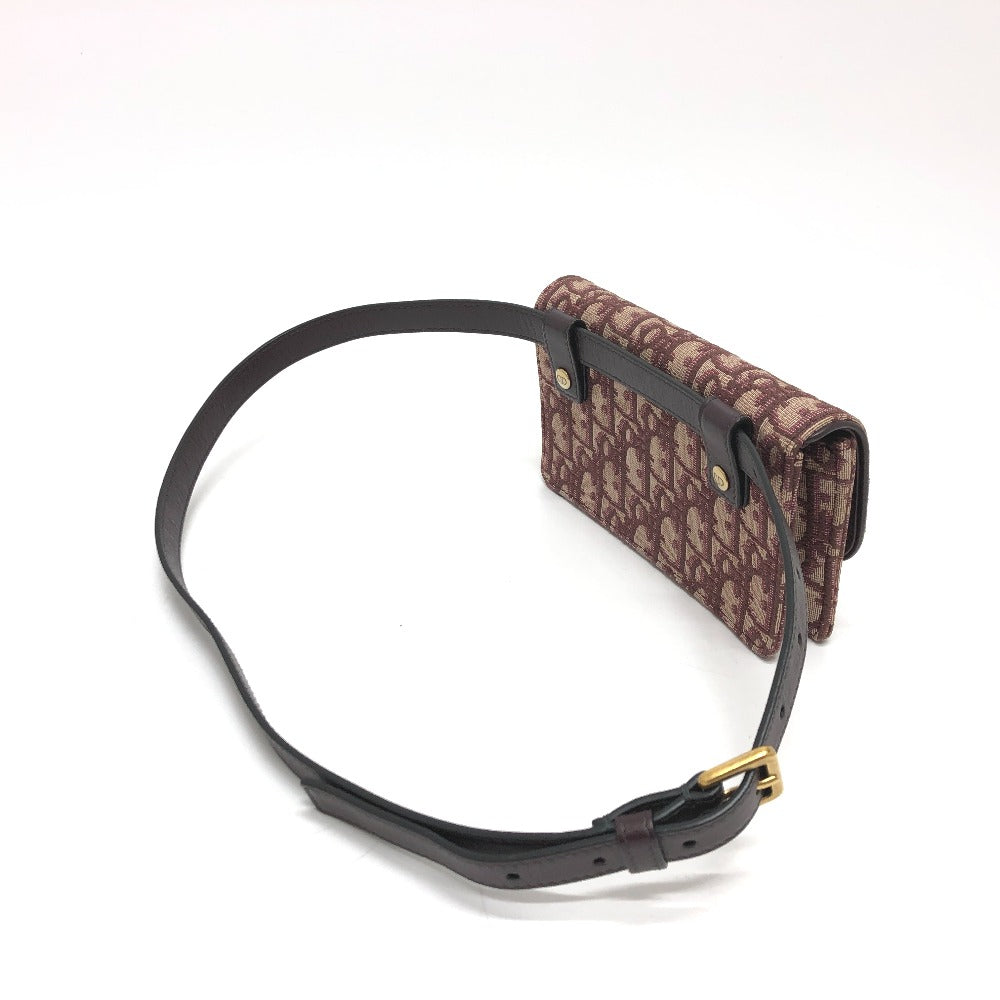 Christian Dior Sling bag Canvas leather Bordeaux Trotter SADDLE belt pouch Women Used Authentic