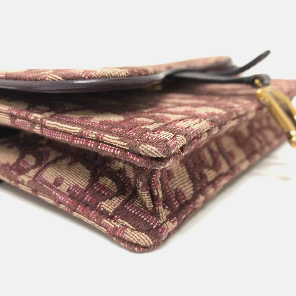 Christian Dior Sling bag Canvas leather Bordeaux Trotter SADDLE belt pouch Women Used Authentic