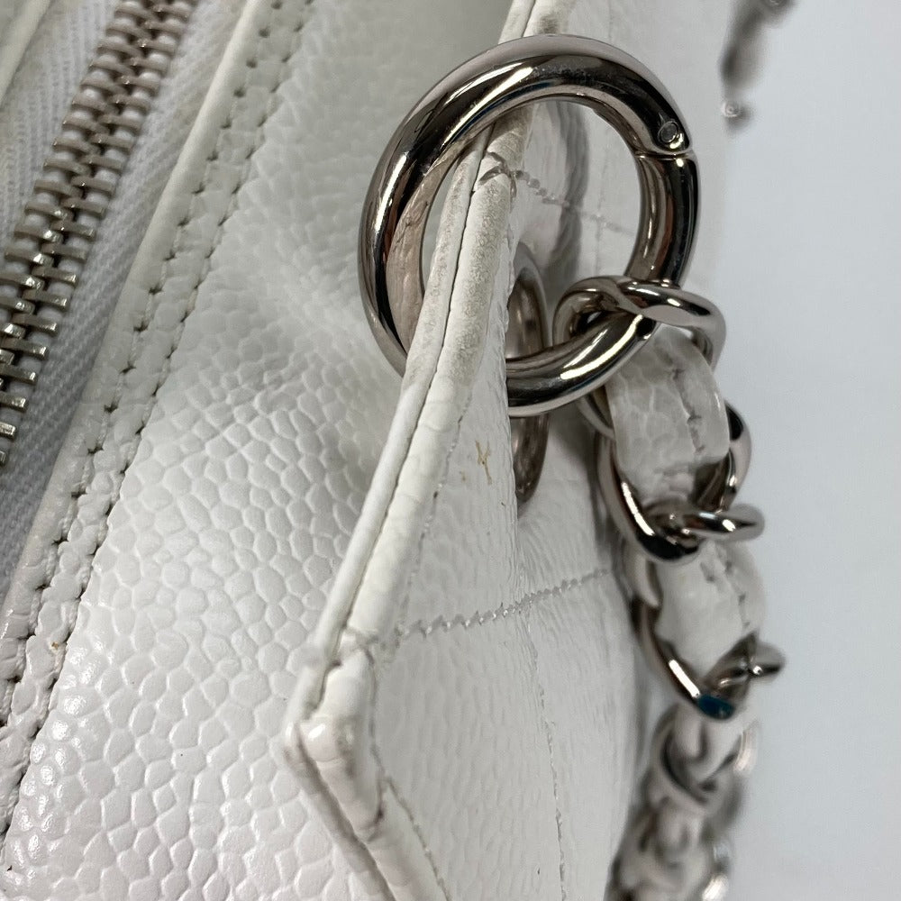 CHANEL Tote Bag Caviar skin white CC COCO Mark Timeless Matelasse Quilting Women Used Authentic