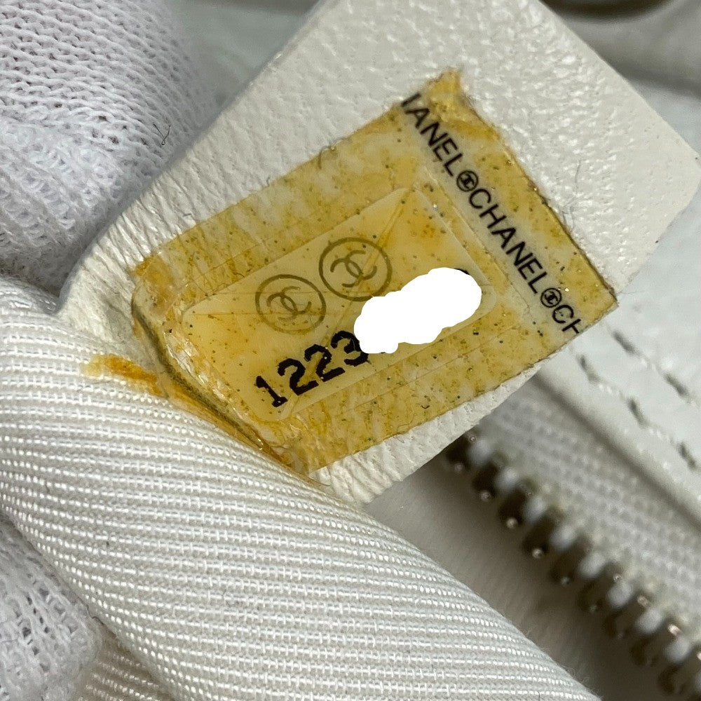 CHANEL Tote Bag Caviar skin white CC COCO Mark Timeless Matelasse Quilting Women Used Authentic