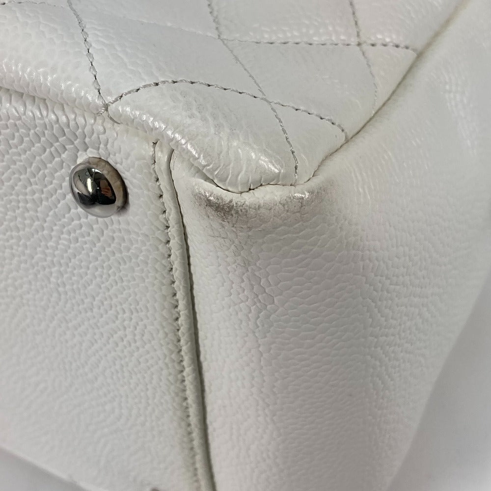 CHANEL Tote Bag Caviar skin white CC COCO Mark Timeless Matelasse Quilting Women Used Authentic