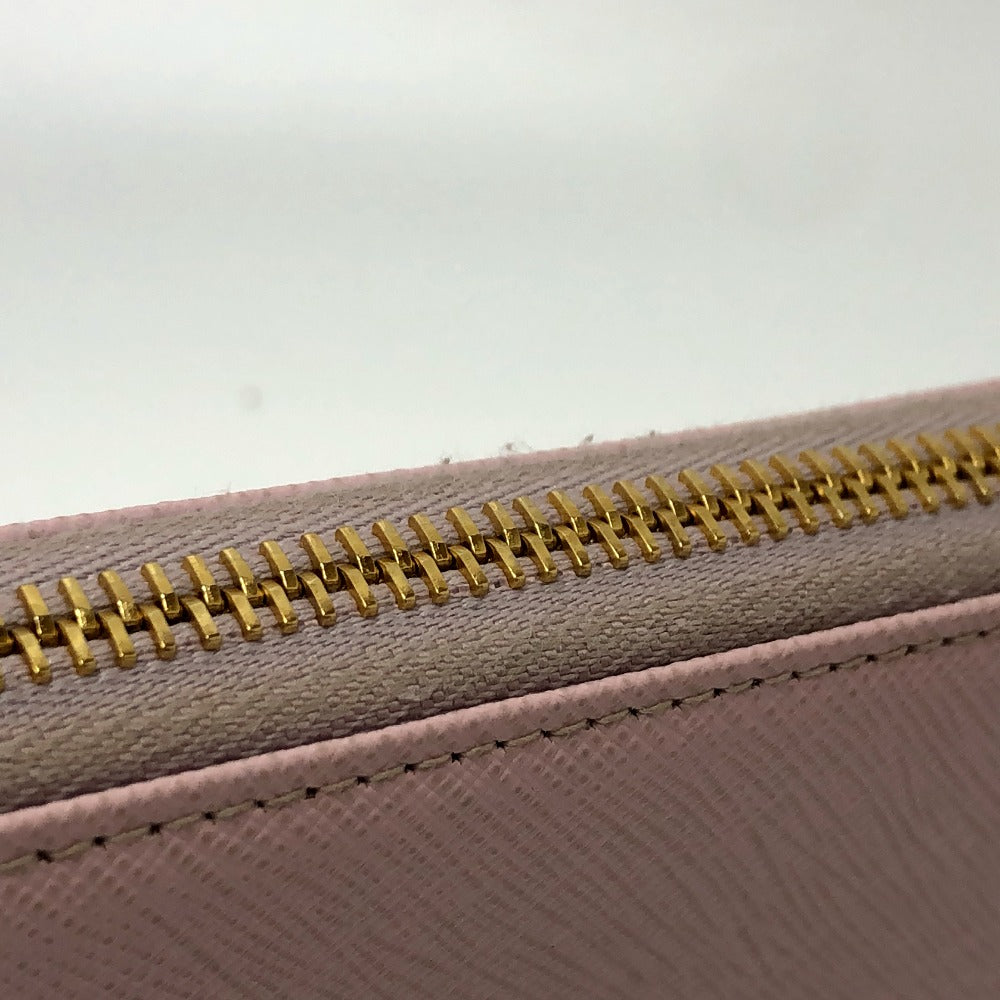 PRADA Long Wallet Purse 1ML506 saffiano leather pink logo Zippy wallet Women Used Authentic