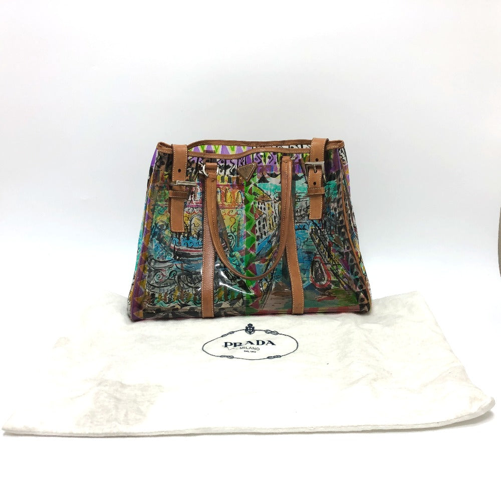 PRADA Tote Bag BR2515 Plastics/Leather multicolor Venetian print