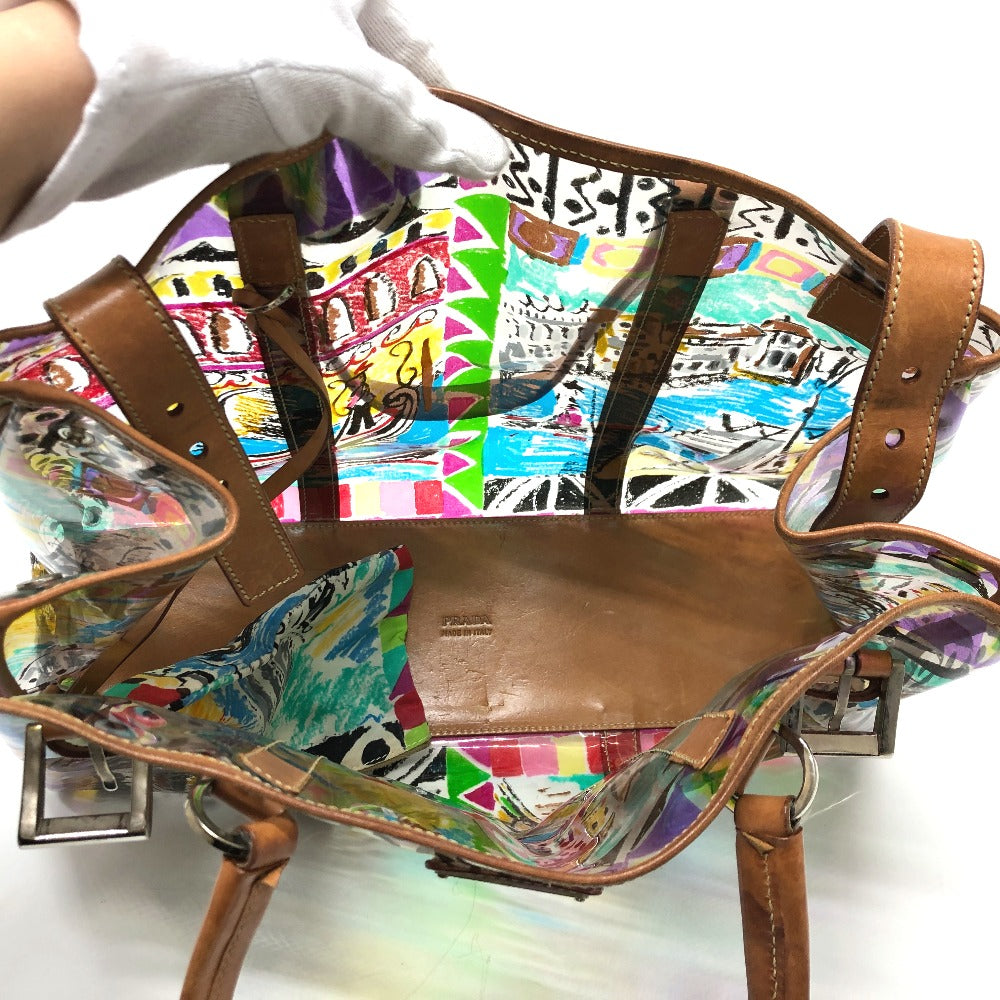 PRADA Tote Bag BR2515 Plastics/Leather multicolor Venetian print