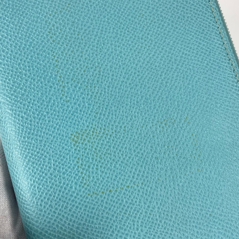 HERMES Long Wallet Purse Epsom blue Azap Long Silk in Women Used Authentic