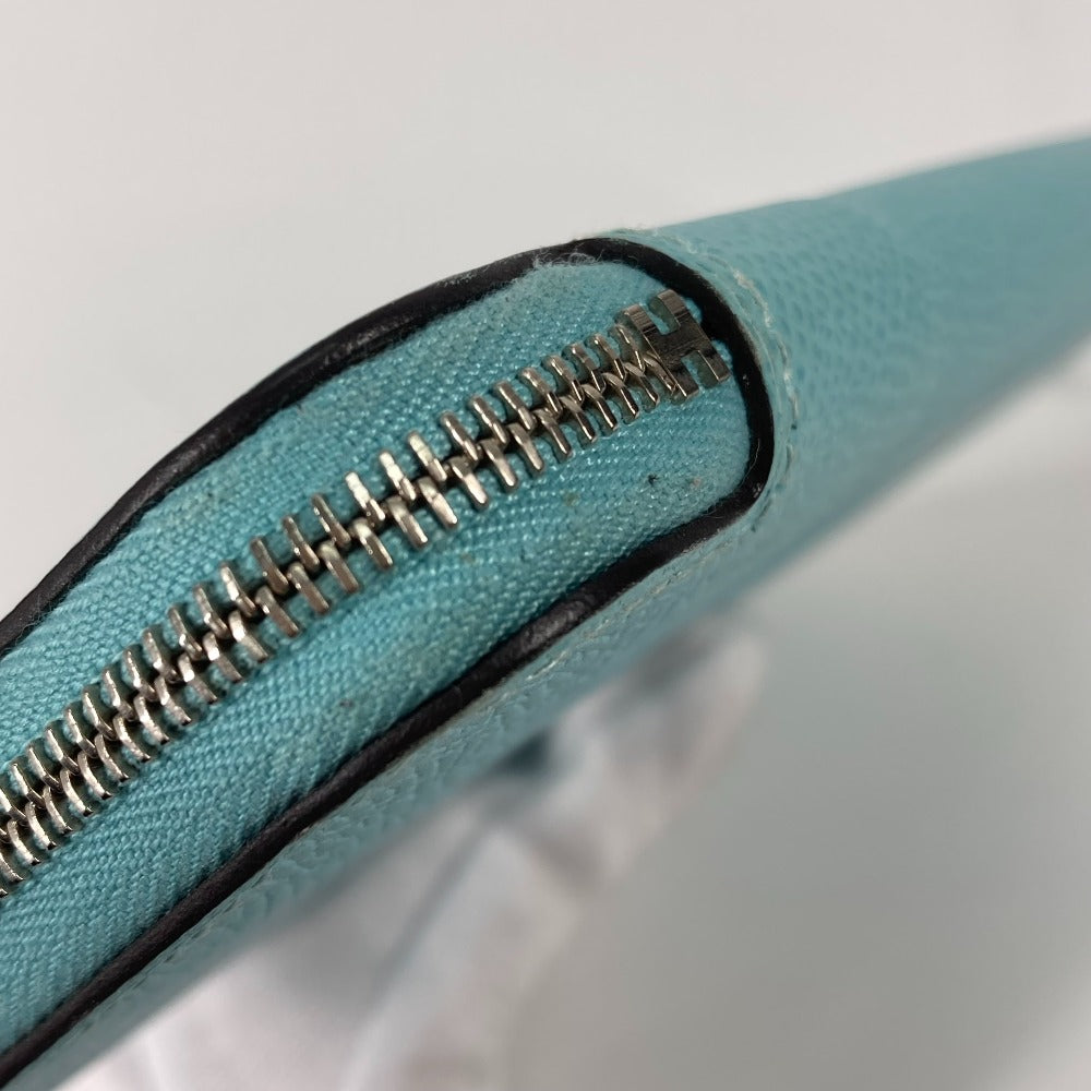 HERMES Long Wallet Purse Epsom blue Azap Long Silk in Women Used Authentic