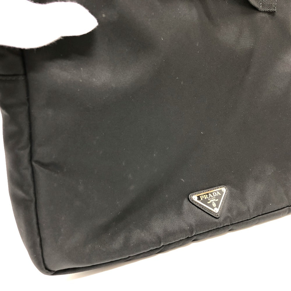 PRADA Clutch bag Nylon black Handbag PC case Triangle logo