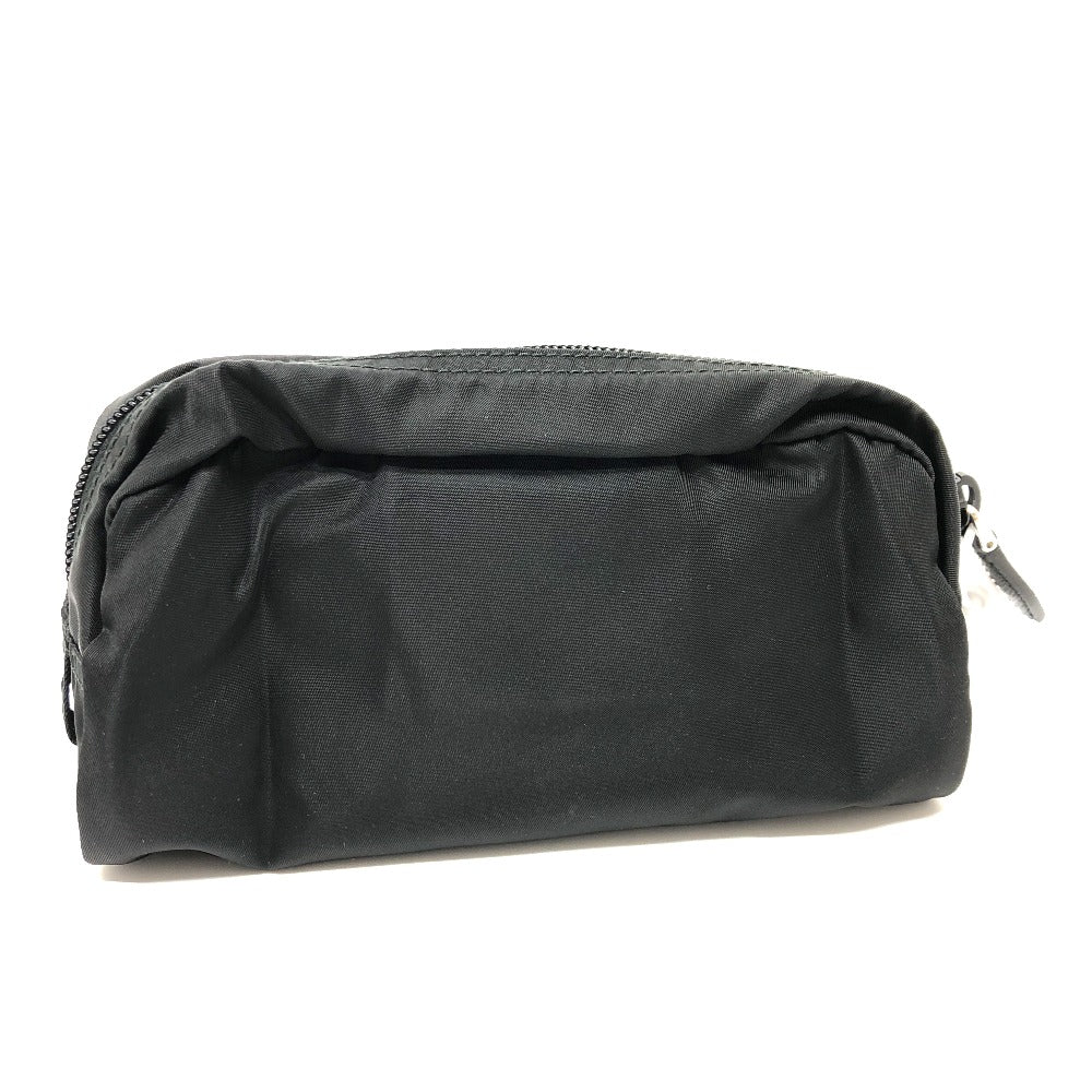 PRADA Pouch 1NA350 Nylon black Triangle logo Women Used Authentic