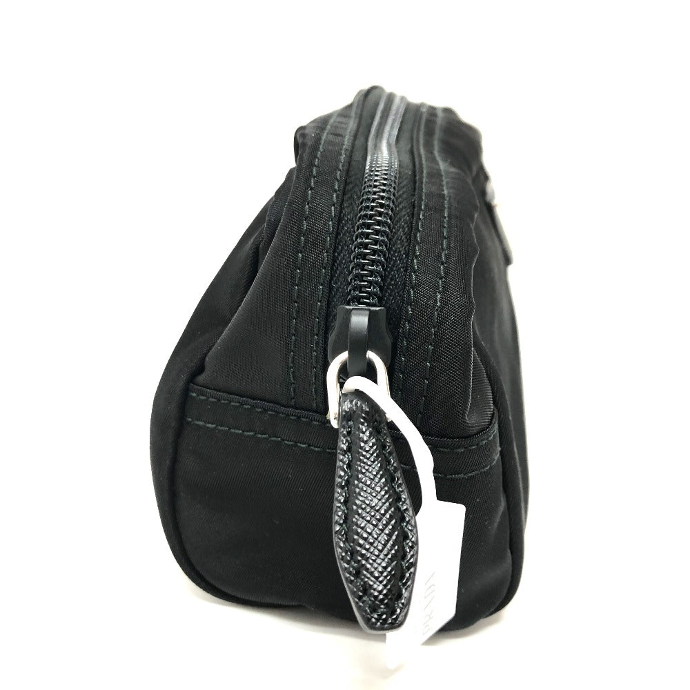PRADA Pouch 1NA350 Nylon black Triangle logo Women Used Authentic