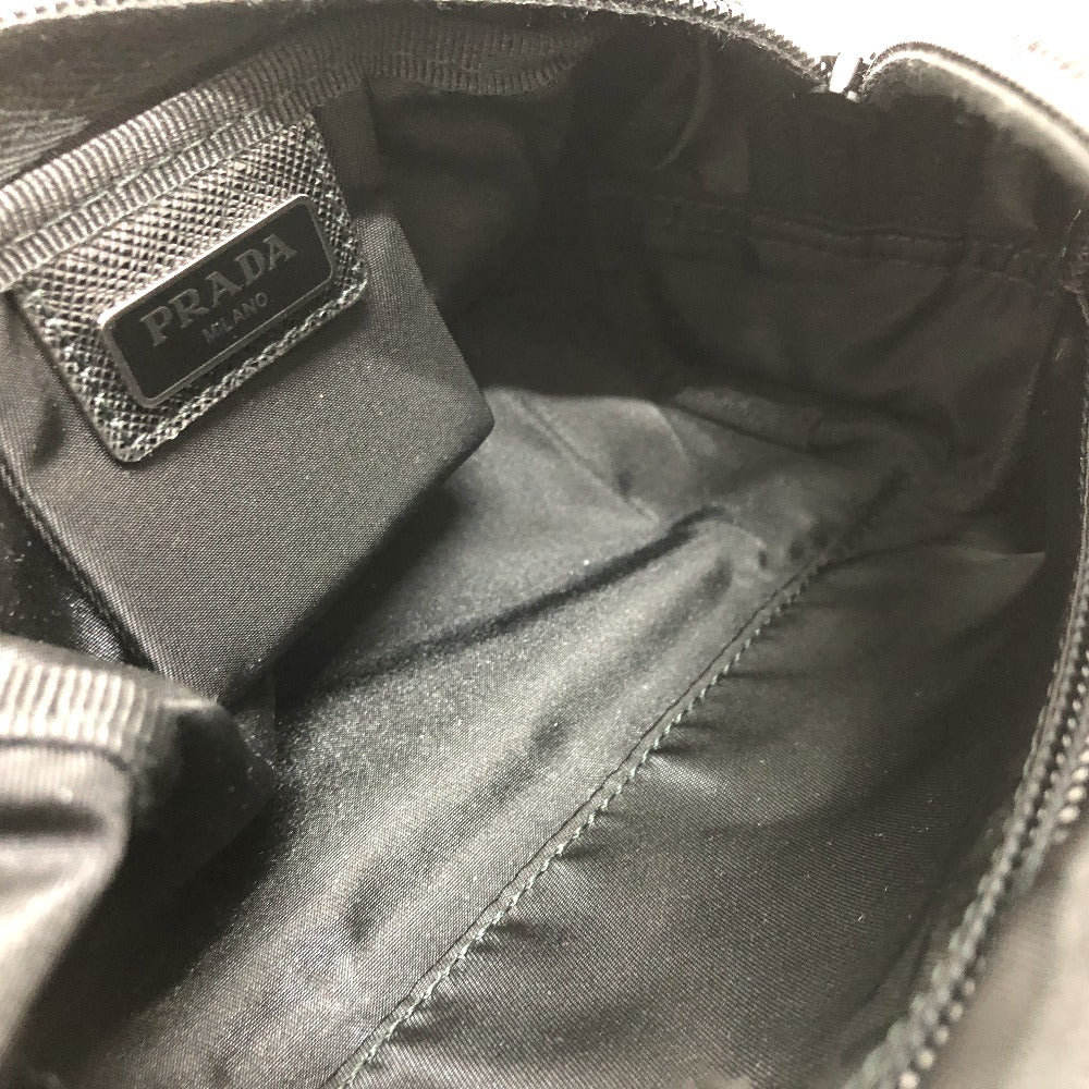 PRADA Pouch 1NA350 Nylon black Triangle logo Women Used Authentic