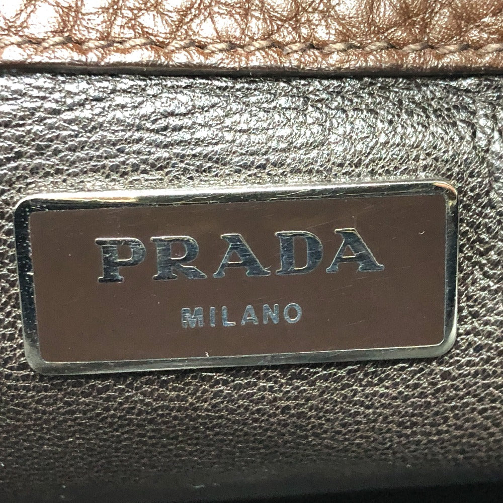 PRADA Shoulder Bag leather Brown Triangle logo By color Silver hardware