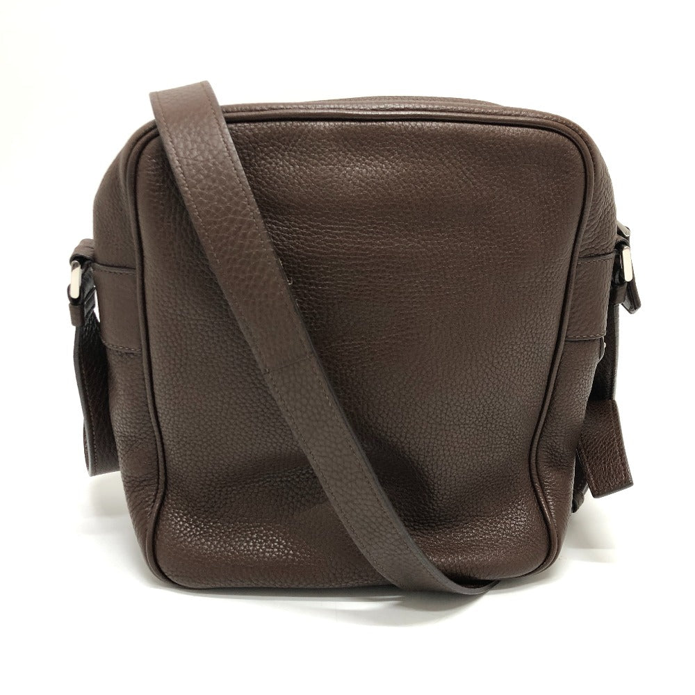 PRADA Shoulder Bag leather Brown Triangle logo By color Silver hardware