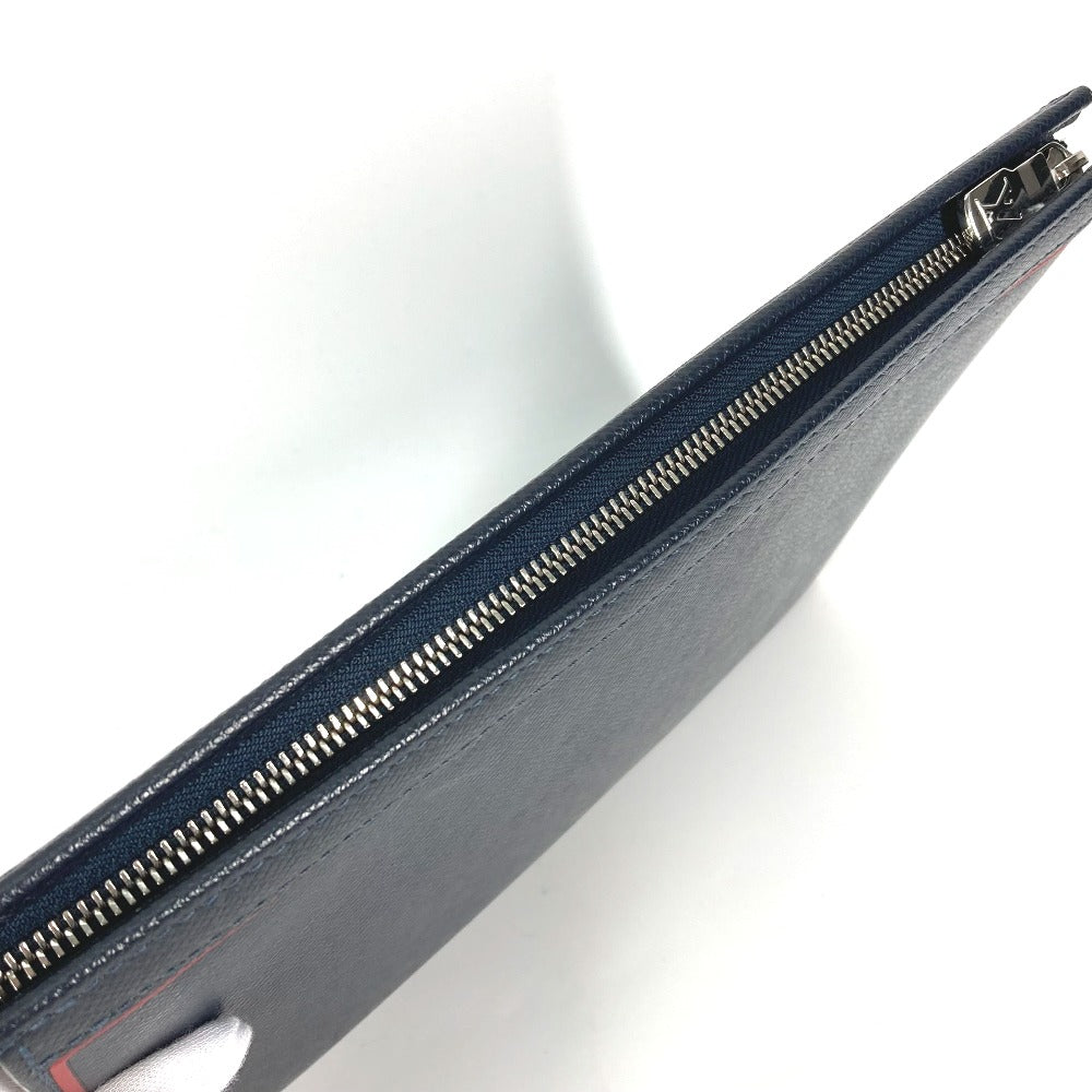LOUIS VUITTON business bag M63394 Taiga Leather Navy Taiga Pochette Voyage mens Used Authentic
