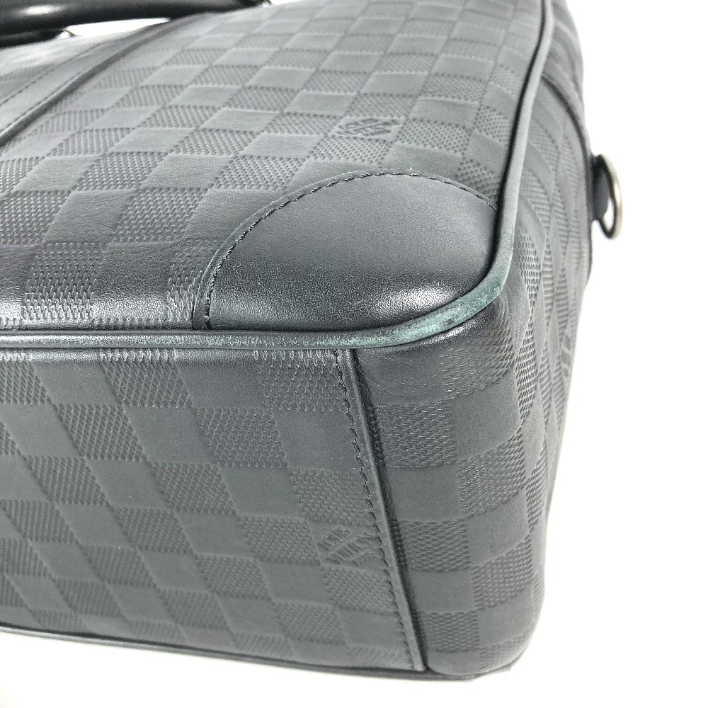 LOUIS VUITTON Handbag N41146 Damier Anfini Leather black Damier Anfini Porto Document Voyage mens Used Authentic
