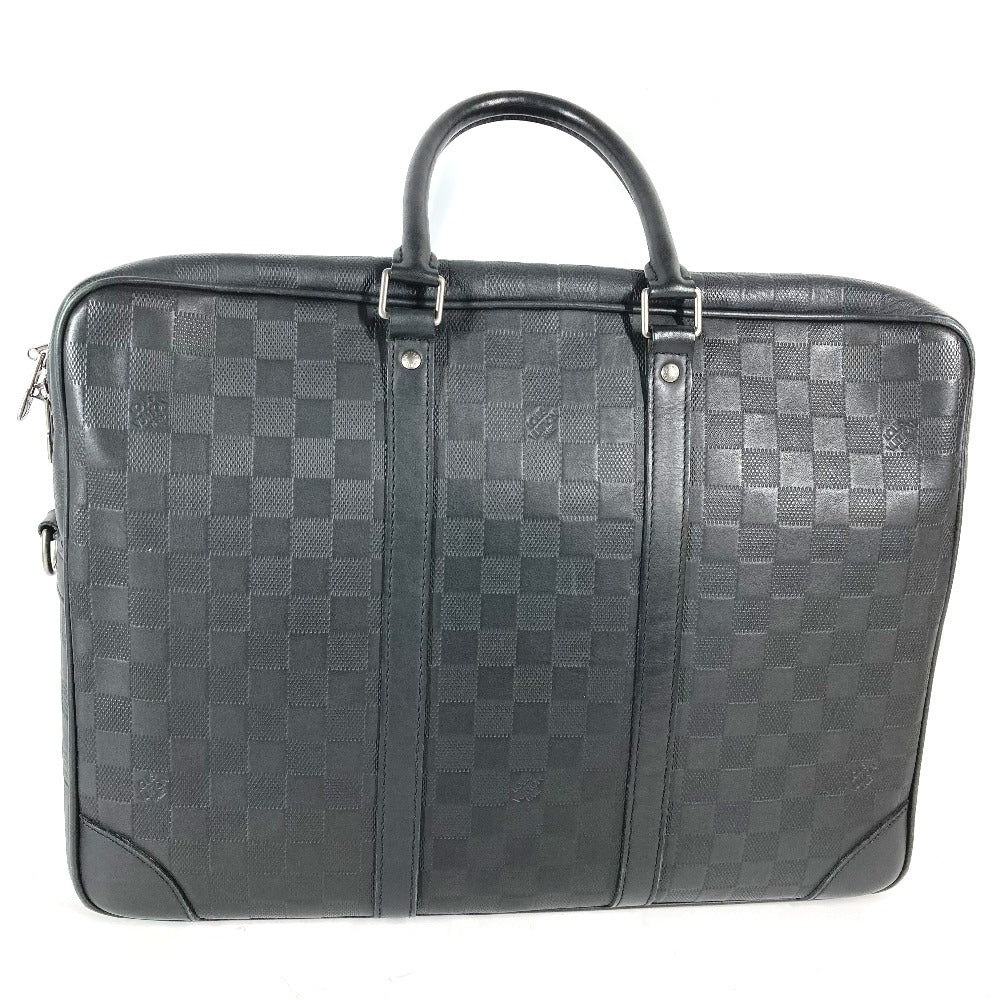 LOUIS VUITTON Handbag N41146 Damier Anfini Leather black Damier Anfini Porto Document Voyage mens Used Authentic