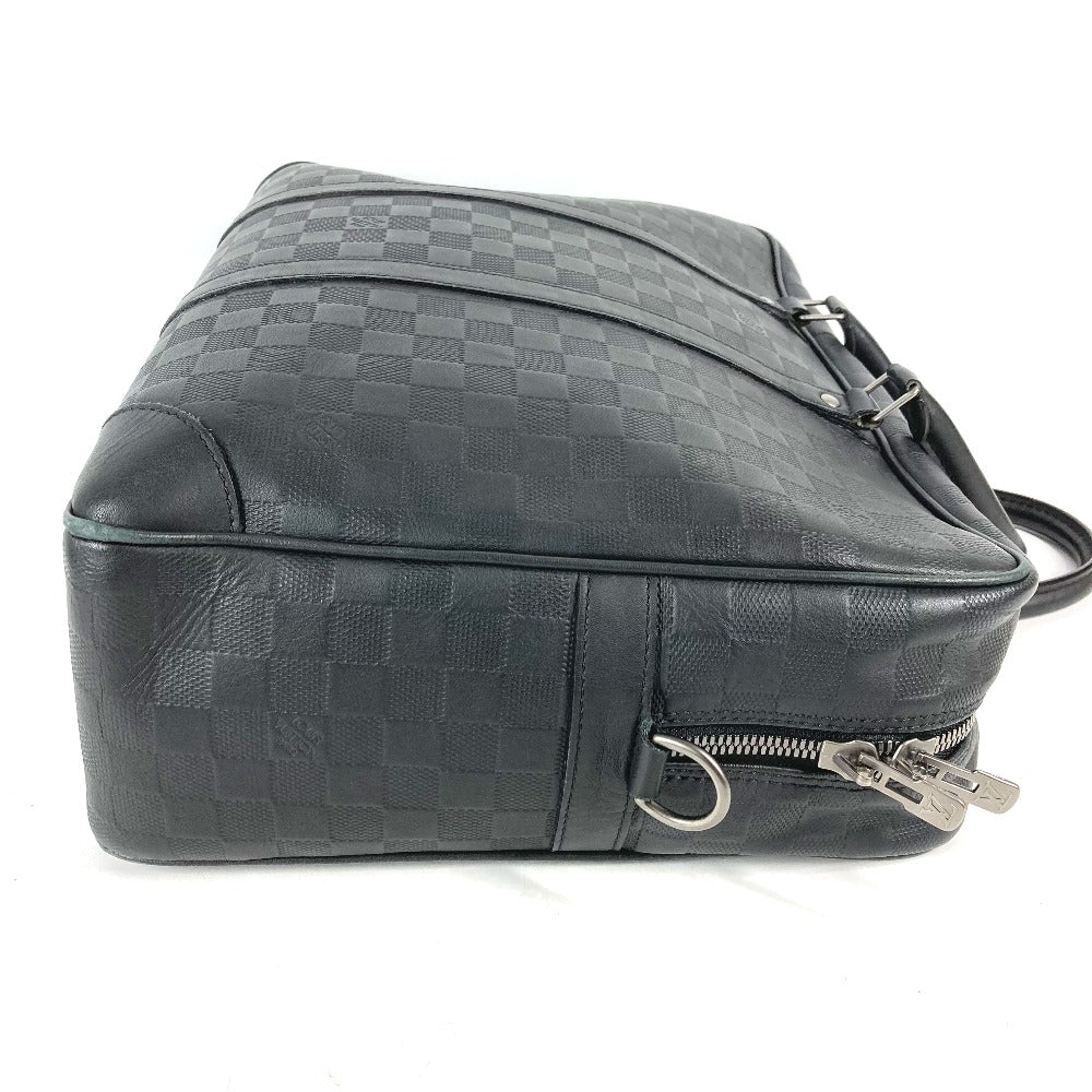 LOUIS VUITTON Handbag N41146 Damier Anfini Leather black Damier Anfini Porto Document Voyage mens Used Authentic