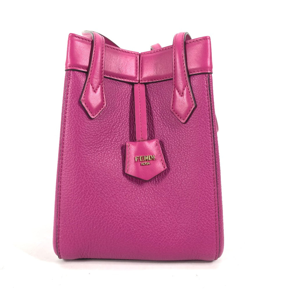 FENDI Shoulder Bag 8BS083 leather purple ORIGAMI MINI Small Women Used Authentic