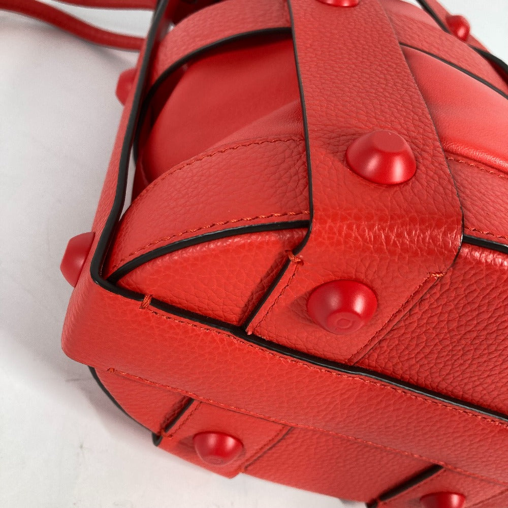 Salvatore Ferragamo Shoulder Bag leather Red Crossbody Cage Bag Women Used Authentic
