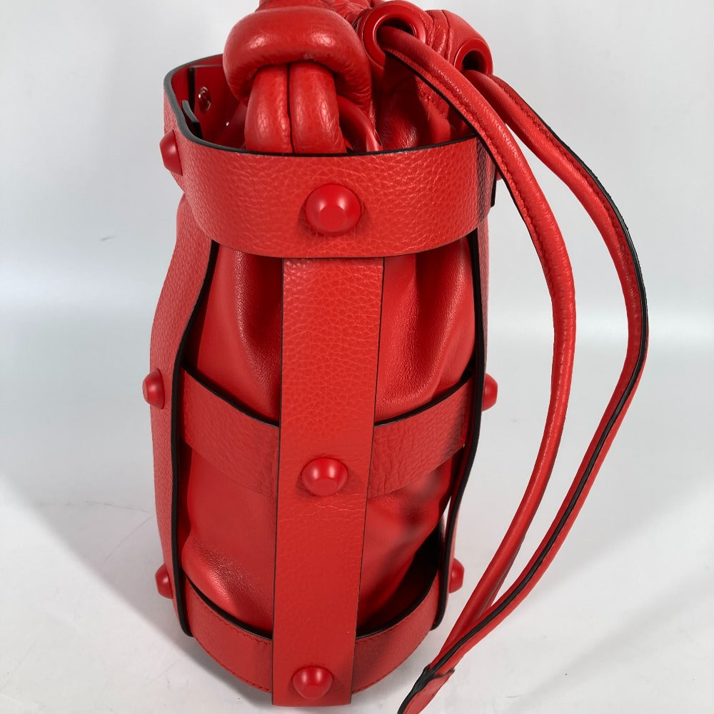 Salvatore Ferragamo Shoulder Bag leather Red Crossbody Cage Bag Women Used Authentic