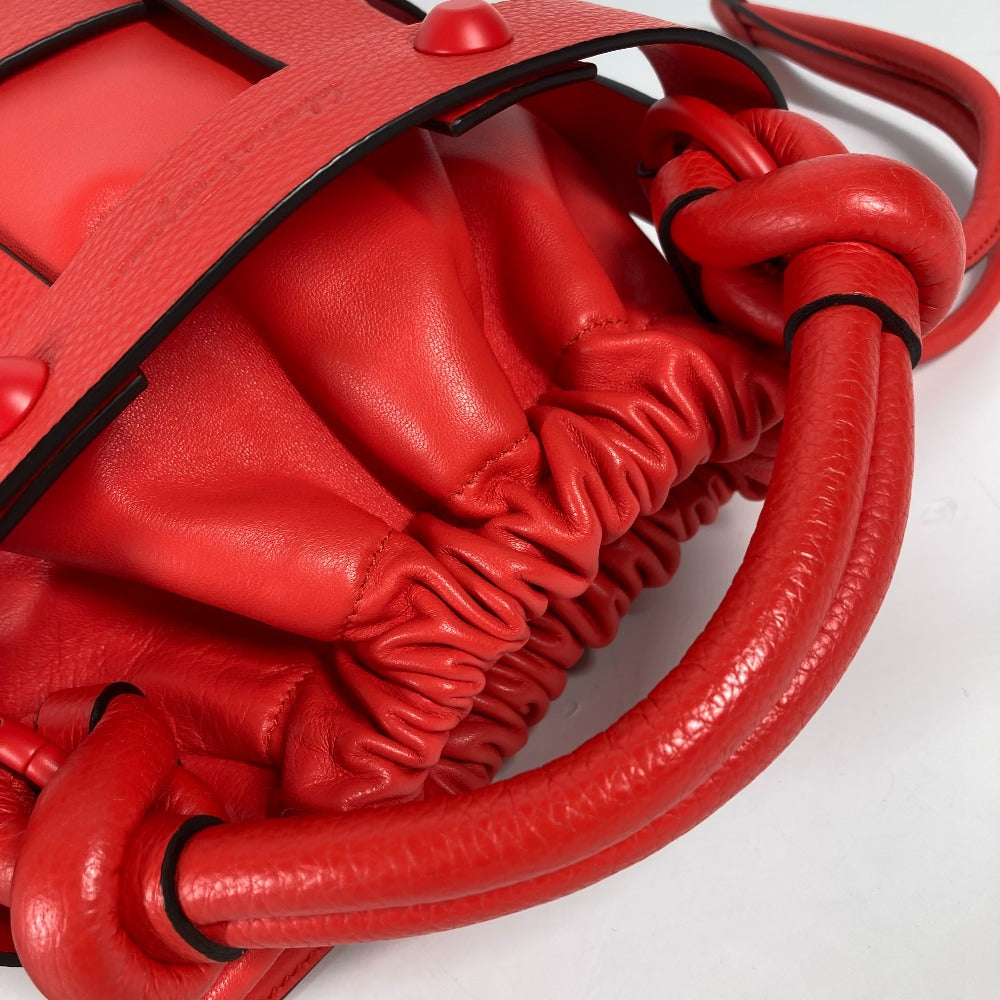 Salvatore Ferragamo Shoulder Bag leather Red Crossbody Cage Bag Women Used Authentic