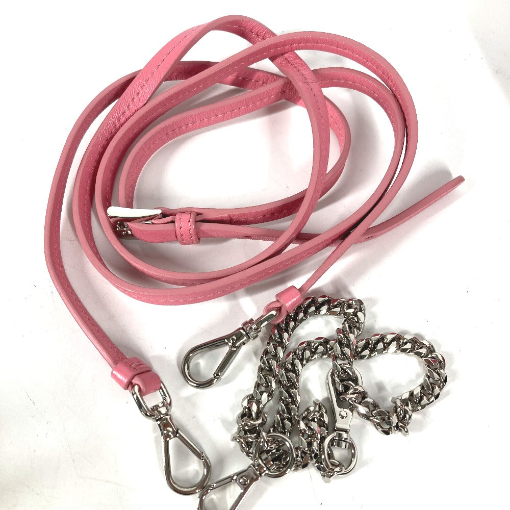 PRADA Shoulder Bag leather pink Chain Double triangle logo plate Women Used Authentic