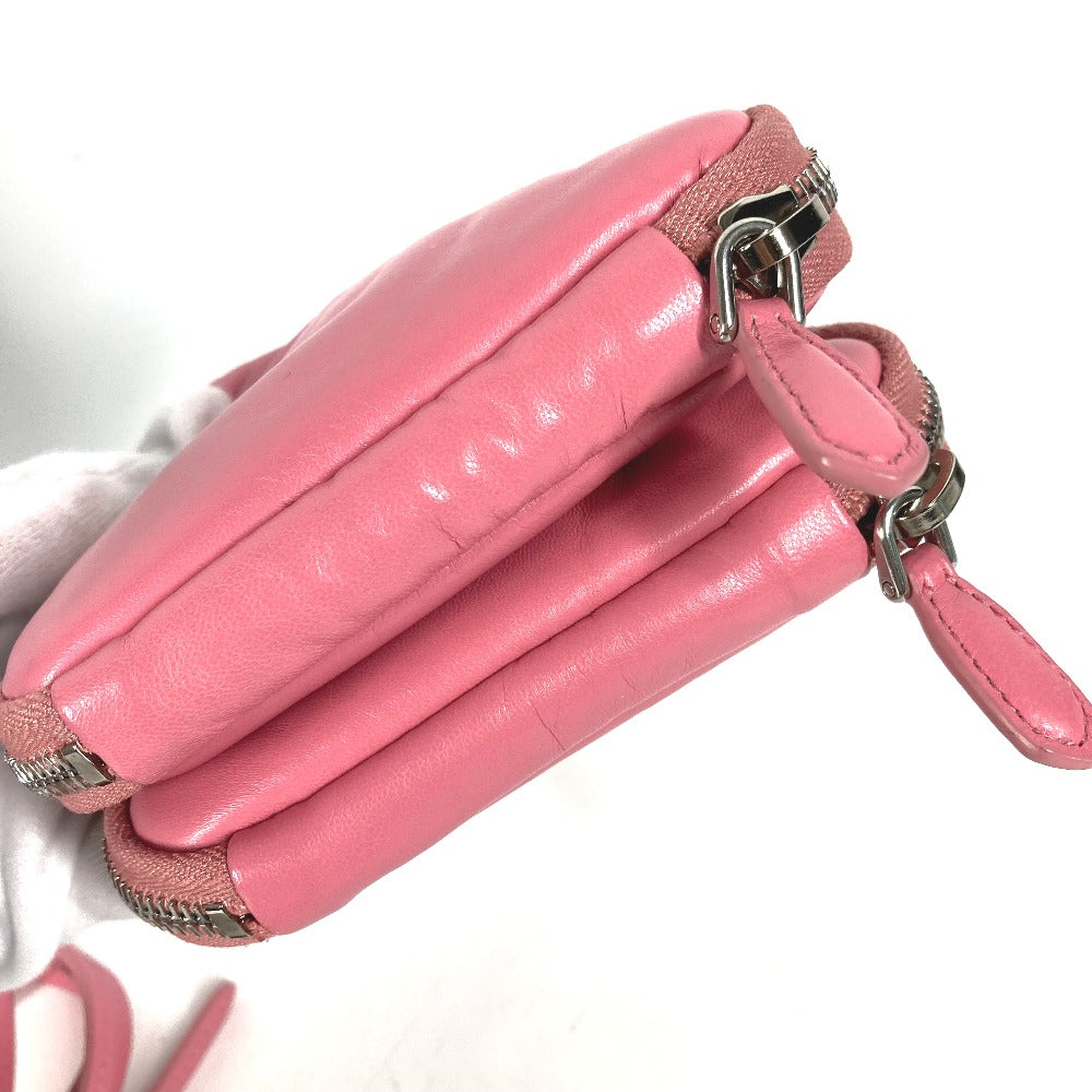 PRADA Shoulder Bag leather pink Chain Double triangle logo plate Women Used Authentic