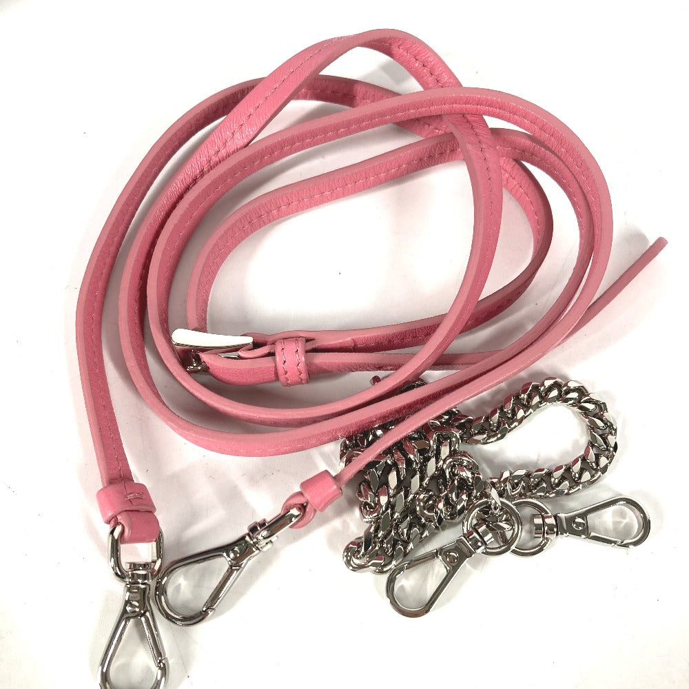 PRADA Shoulder Bag leather pink Chain Double triangle logo plate Women Used Authentic