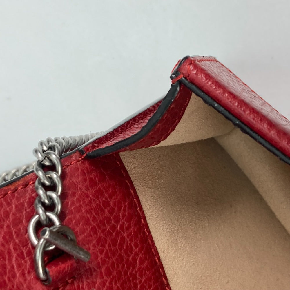 GUCCI Shoulder Bag 476432 leather Red 2WAY Bag Pouch Clutch Bag Dionysus Rhinestone Women Used Authentic