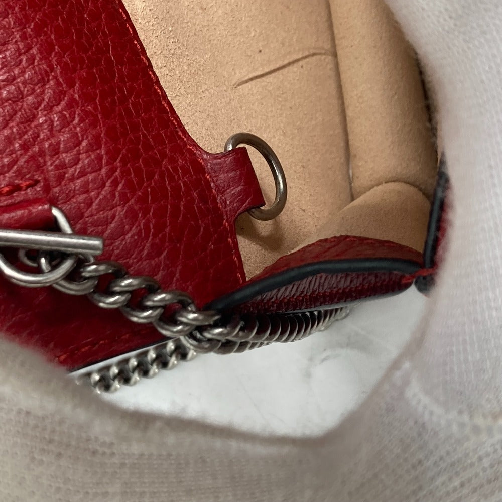 GUCCI Shoulder Bag 476432 leather Red 2WAY Bag Pouch Clutch Bag Dionysus Rhinestone Women Used Authentic
