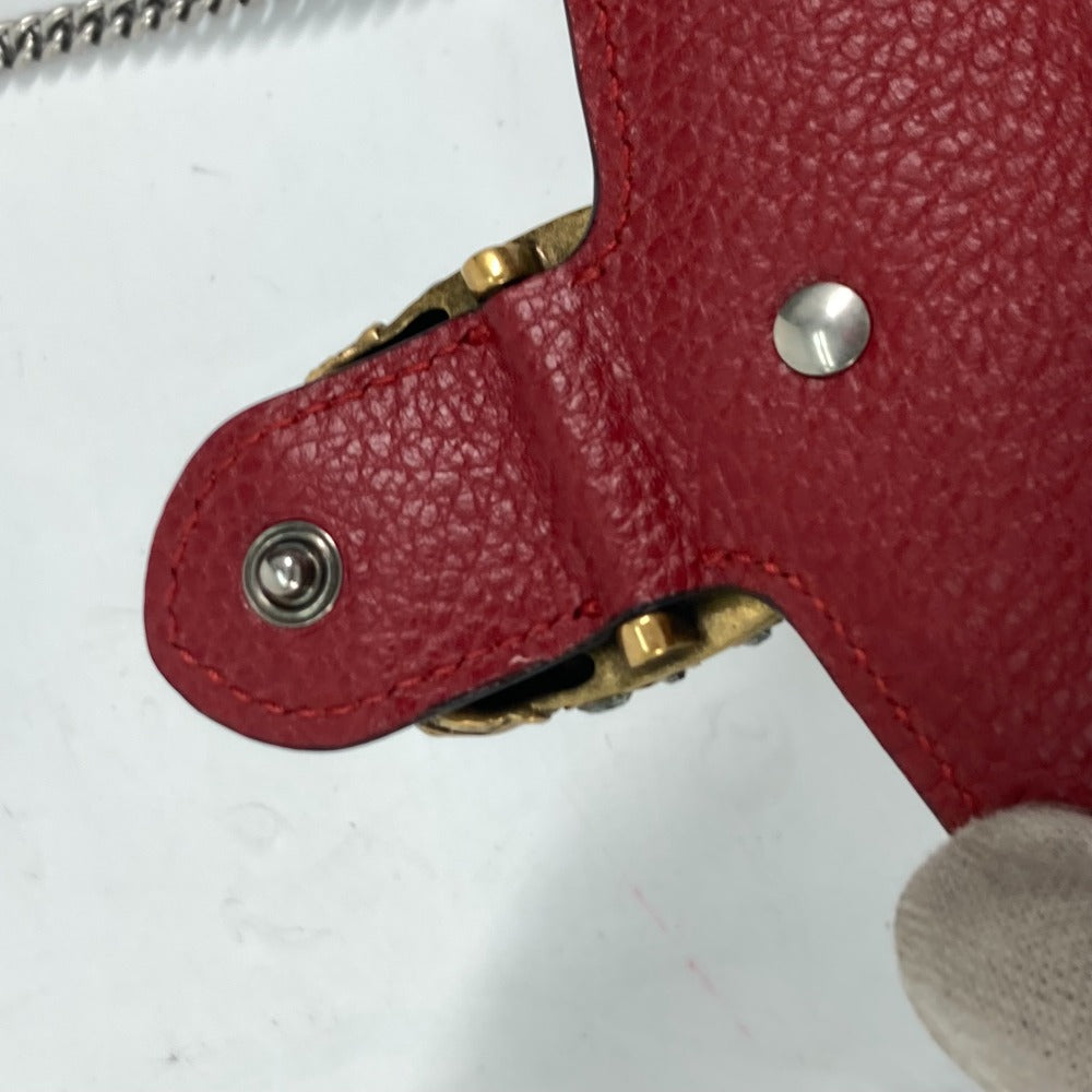 GUCCI Shoulder Bag 476432 leather Red 2WAY Bag Pouch Clutch Bag Dionysus Rhinestone Women Used Authentic