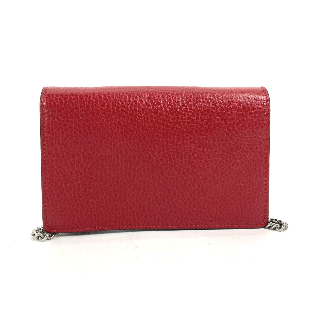 GUCCI Shoulder Bag 476432 leather Red 2WAY Bag Pouch Clutch Bag Dionysus Rhinestone Women Used Authentic