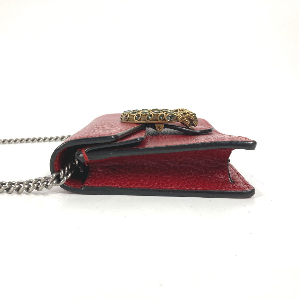 GUCCI Shoulder Bag 476432 leather Red 2WAY Bag Pouch Clutch Bag Dionysus Rhinestone Women Used Authentic