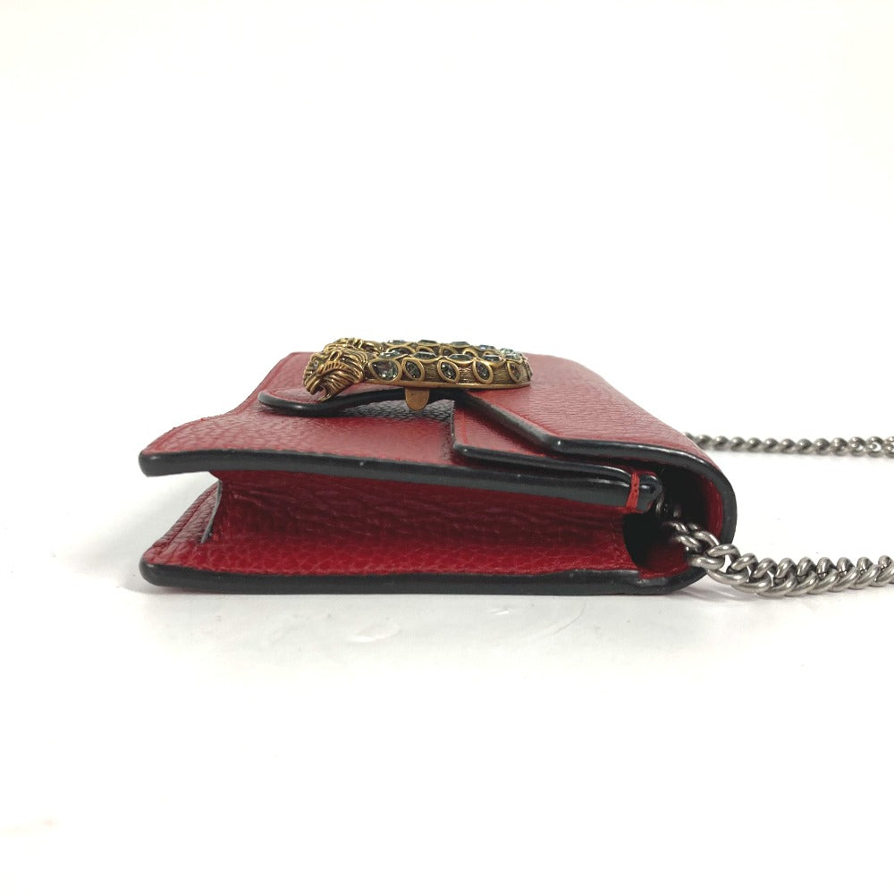 GUCCI Shoulder Bag 476432 leather Red 2WAY Bag Pouch Clutch Bag Dionysus Rhinestone Women Used Authentic