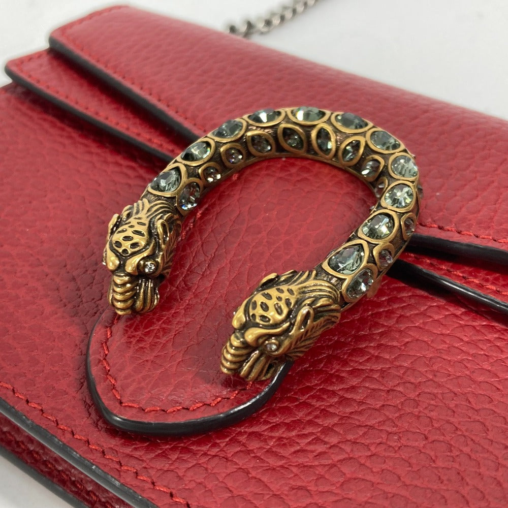 GUCCI Shoulder Bag 476432 leather Red 2WAY Bag Pouch Clutch Bag Dionysus Rhinestone Women Used Authentic